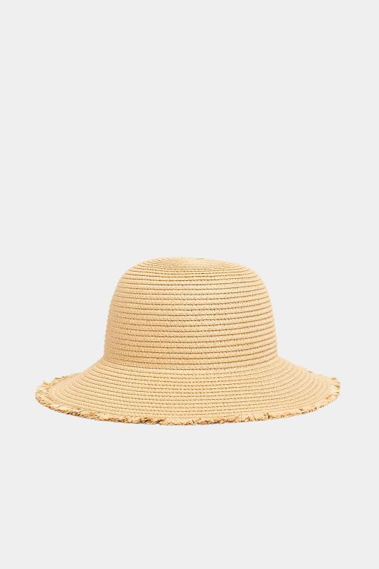 Plus Size  Natural Brown Frayed Edge Straw Hat