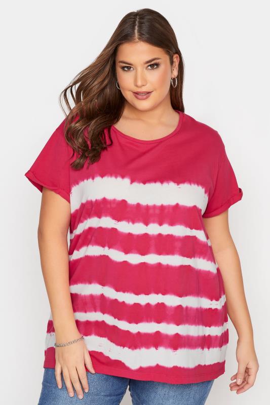 Plus Size  YOURS FOR GOOD Curve Pink Tie Dye T-Shirt