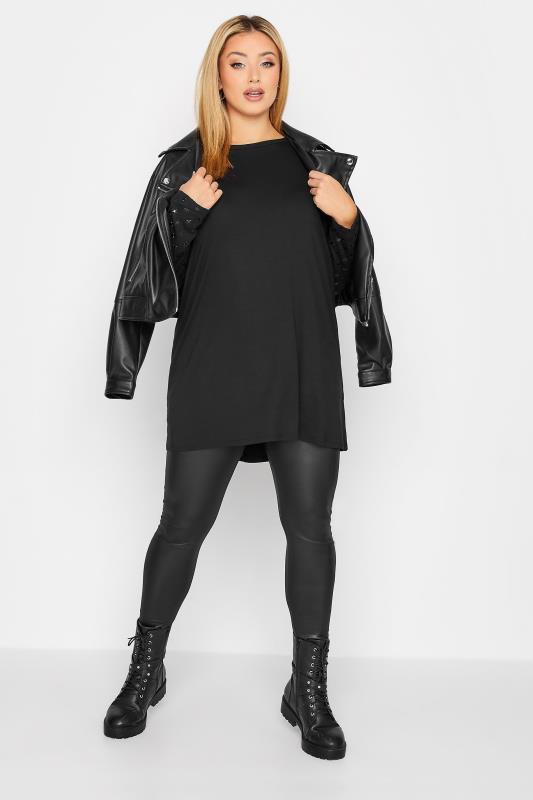 Plus Size Black Long Sleeve Star Print Top | Yours Clothing 2