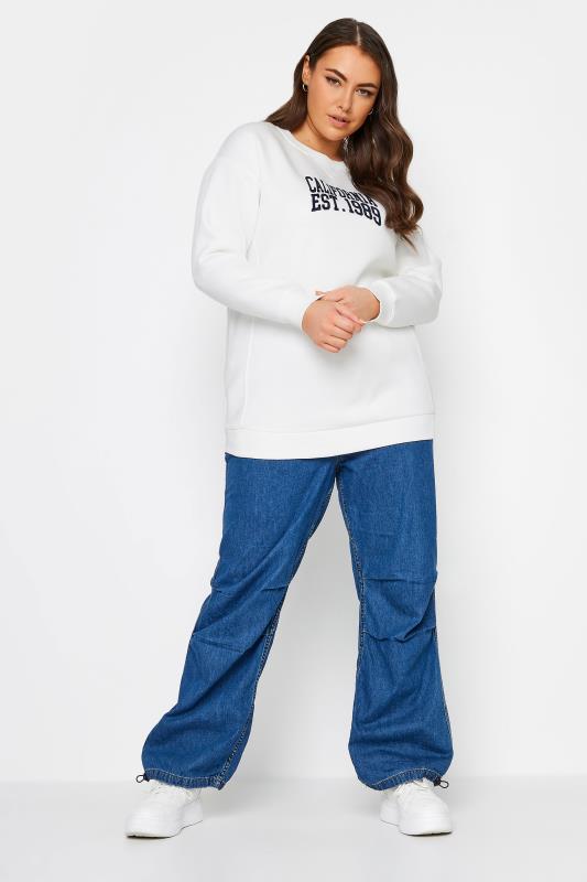 YOURS Curve Plus Size White 'California' Slogan Sweatshirt | Yours Clothing  2