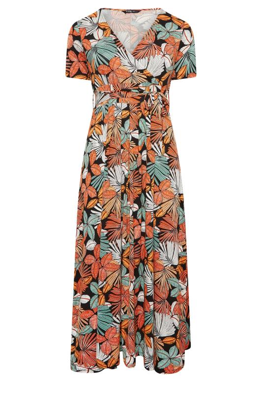 YOURS Plus Size Black & Orange Leaf Print Maxi Dress | Yours Clothing 6