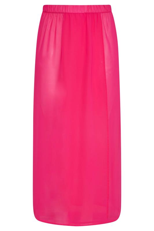 Plus Size Hot Pink Side Split Beach Skirt | Yours Clothing 5