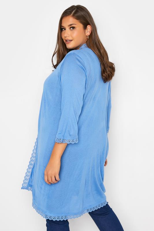 Plus Size Blue Lace Trim Cardigan | Yours Clothing  3