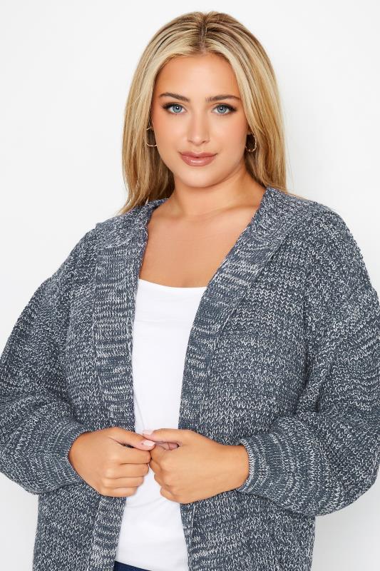 Plus Size Blue Longline Hooded Cardigan | Yours Clothing 4
