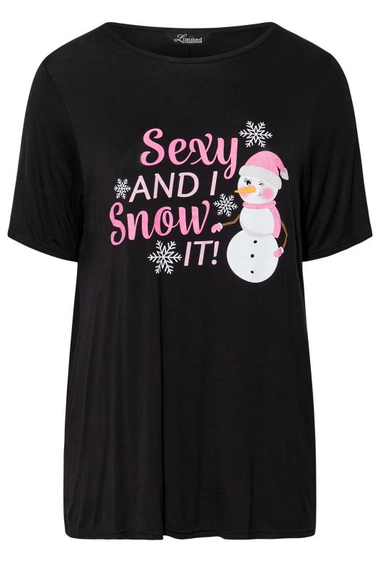 LIMITED COLLECTION Curve Black 'Sexy And I Snow It!' Slogan Christmas T-Shirt 7