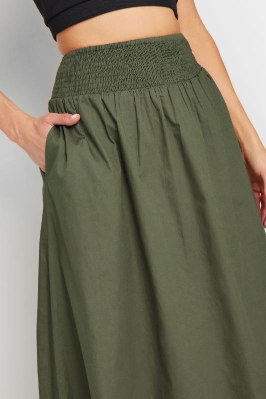 LTS Tall Khaki Green Shirred Waist Midaxi Skirt | Long Tall Sally 4