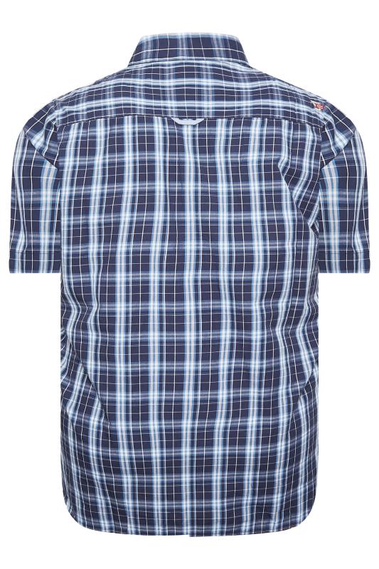 D555 Big & Tall Blue Check Print Shirt | BadRhino 4