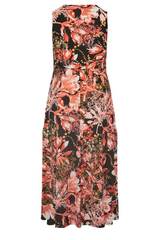 YOURS Plus Size Black & Orange Floral Print Wrap Maxi Dress | Yours Clothing 7