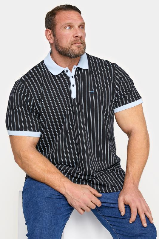 BadRhino Big & Tall Black Striped Polo Shirt 1