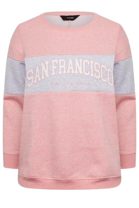 Plus Size Pink 'San Francisco' Slogan Varsity Sweatshirt | Yours Clothing 6