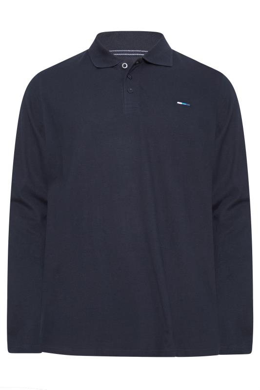 BadRhino Big & Tall Navy Blue Essential Long Sleeve Polo Shirt 2