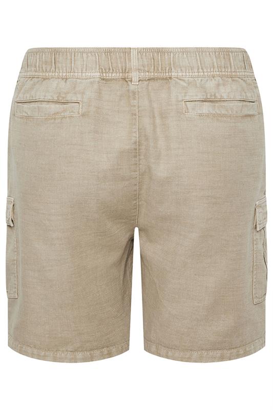 BadRhino Big & Tall Stone Brown Washed Slub Cotton Cargo Shorts | BadRhino 7