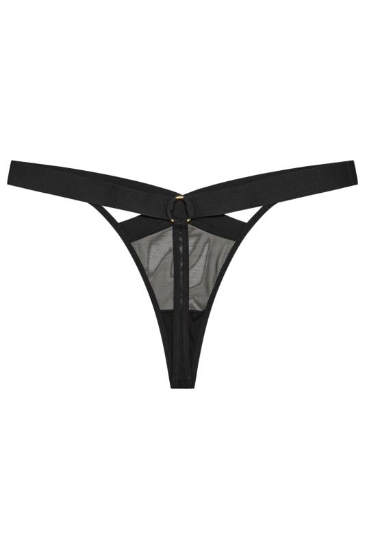 PLAYFUL PROMISES Black Elastic Mesh Thong | Yours Clothing 2