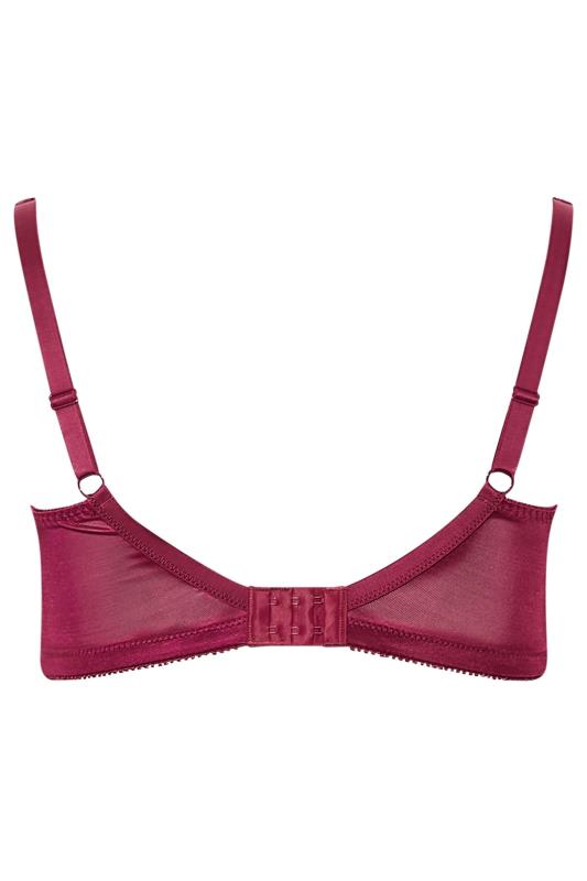 Plus Size Burgundy Red Hi Shine Lace Non-Padded Non-Wired Full Cup Bra | Yours Clothing 5