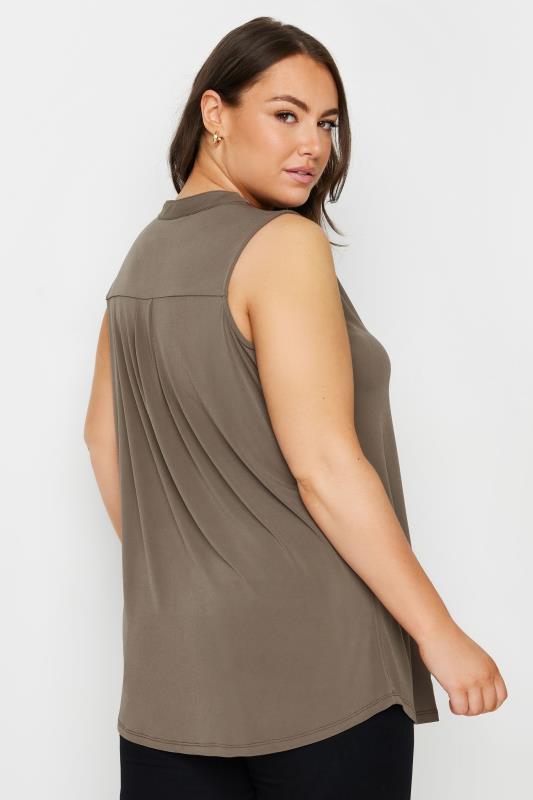 YOURS Plus Size Brown Sleeveless Blouse | Yours Clothing 3