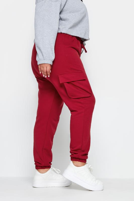 Plus Size  YOURS Curve Red Cuffed Cargo Joggers