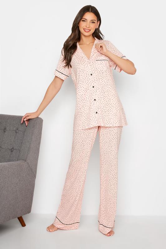 Tall Women's LTS Pink Polka Dot Print Pyjama Set | Long Tall Sally 1