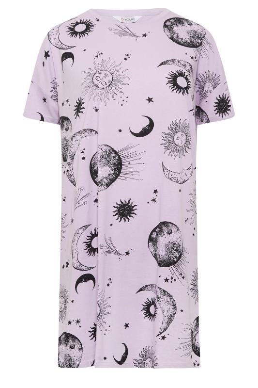 YOURS Plus Size Purple Celestial Print Oversized Sleep Tee Nightdress | Yours Clothing 6