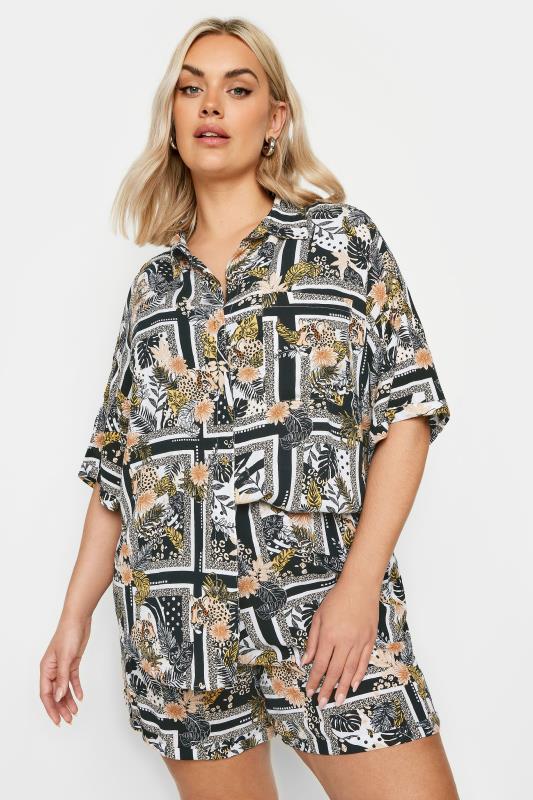LIMITED COLLECTION Plus Size Black Leopard Print Crinkle Shirt | Yours Clothing 2