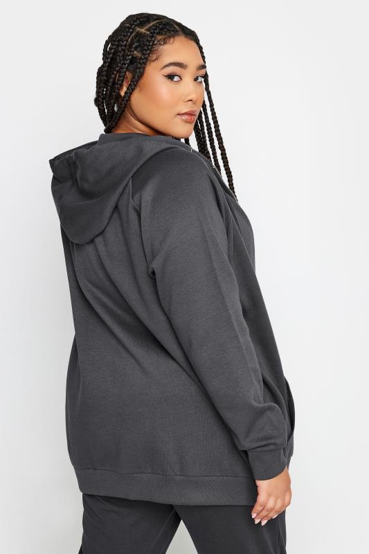 YOURS Plus Size Charcoal Grey Zip Through Hoodie | Yours Clothing 5