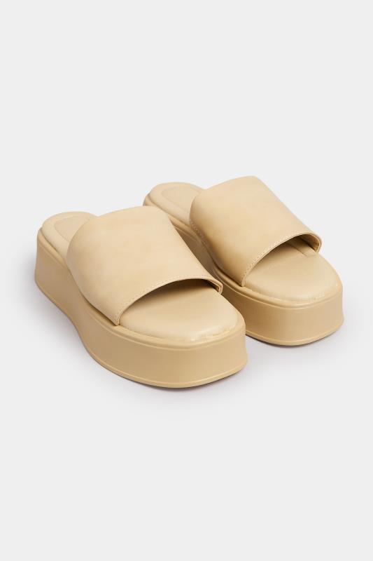 PixieGirl Nude Flatform Mule Sandals In Standard Fit | PixieGirl 2