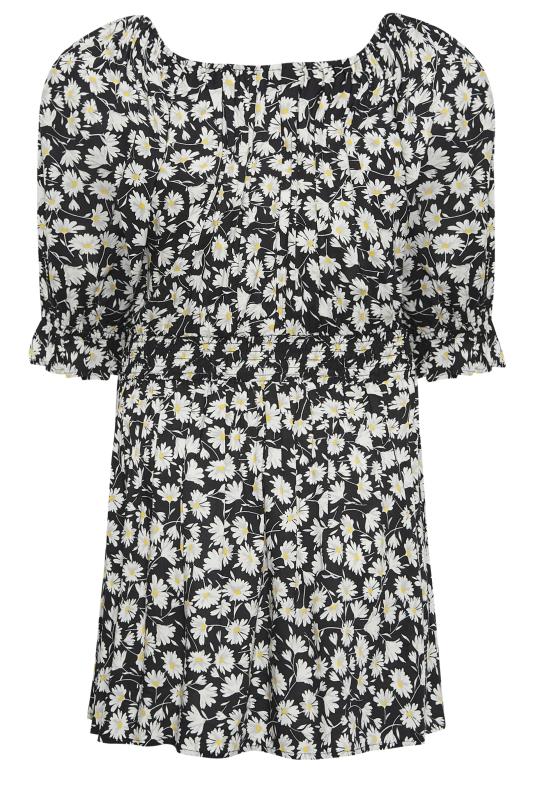 YOURS Plus Size Black Floral Shirred Gypsy Top | Yours Clothing 7
