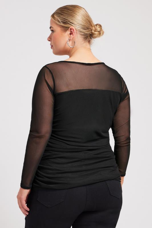 YOURS LONDON Plus Size Black Asymmetric Neck Top | Yours Clothing 3