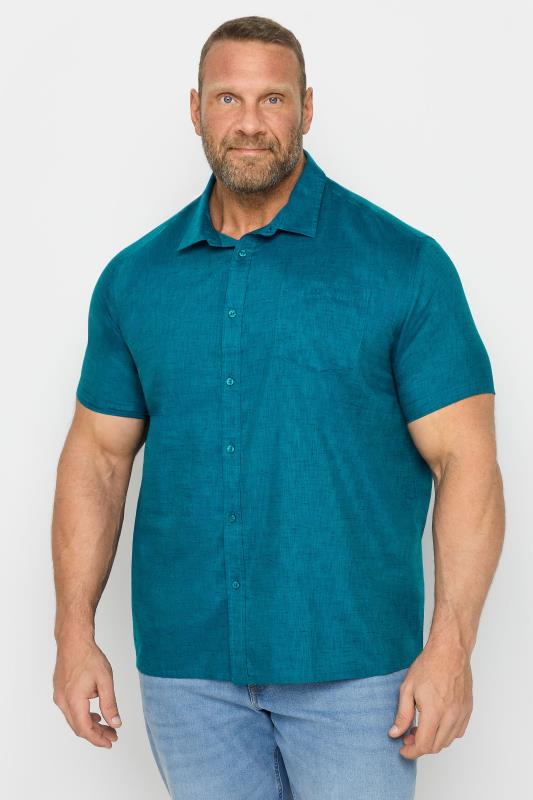  Grande Taille BadRhino Big & Tall Teal Blue Marl Short Sleeve Shirt