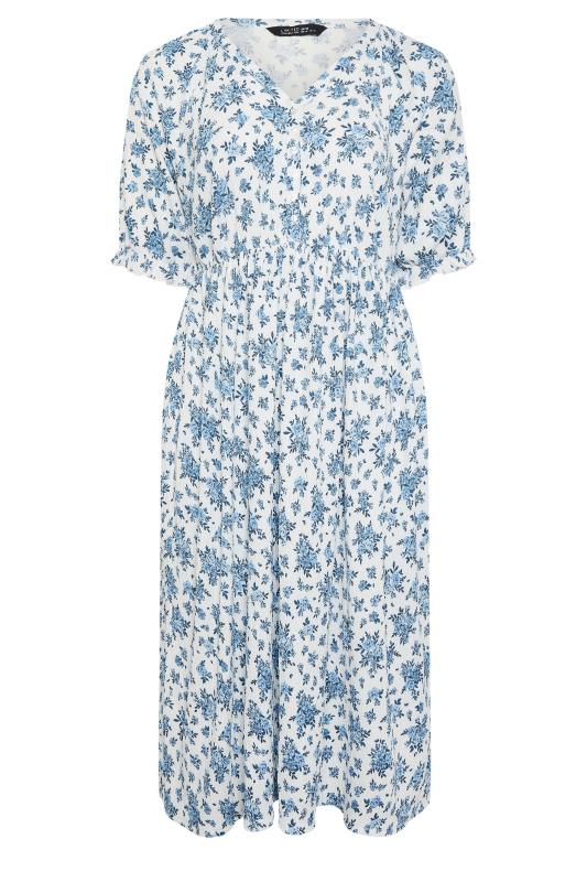 LIMITED COLLECTION Plus Size White Vintage Floral Textured Midaxi Dress | Yours Clothing 5