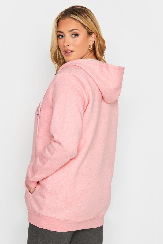 Plus Size Light Pink Marl Zip Through Hoodie | Yours Clothing  3