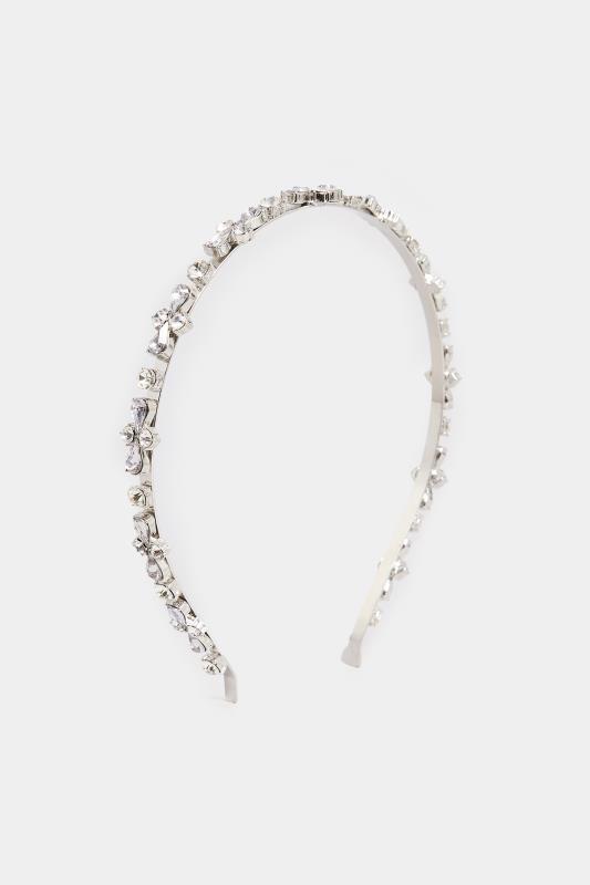 Silver Diamante Thin Headband | Yours Clothing 2