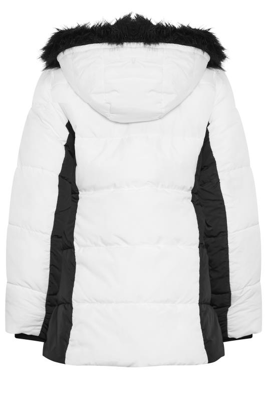 LTS Tall Black & White Colourblock Hooded Puffer Jacket | Long Tall Sally 8