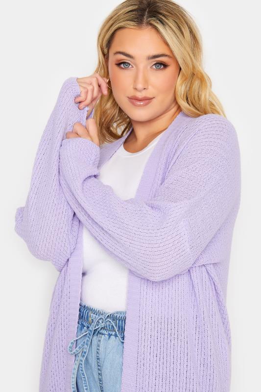 YOURS Curve Lilac Purple Knitted Long Sleeve Cardigan | Yours Clothing  4