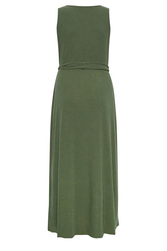 YOURS Plus Size Green Ribbed Sleeveless Maxi Dress | Yours Clothing 7
