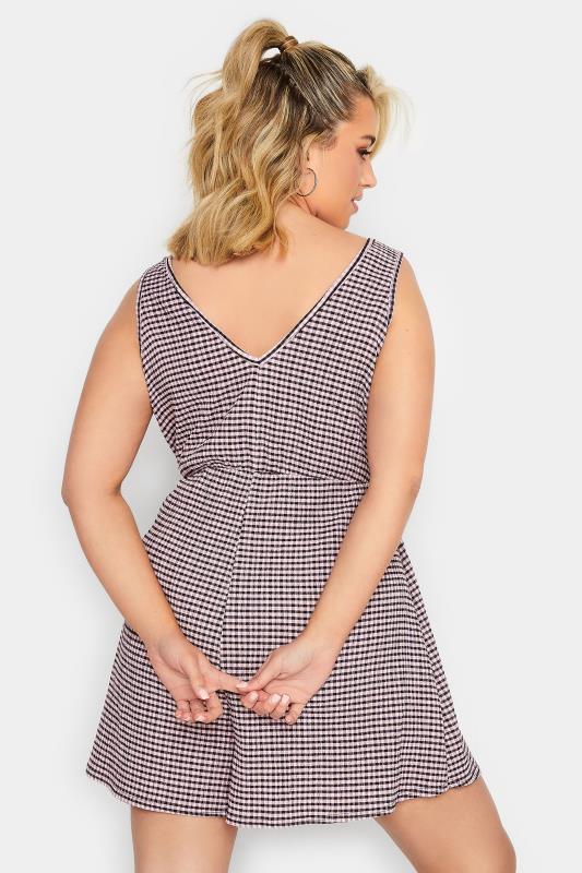 LIMITED COLLECTION Plus Size Pink Gingham Crinkle Playsuit | Yours Clothing 4