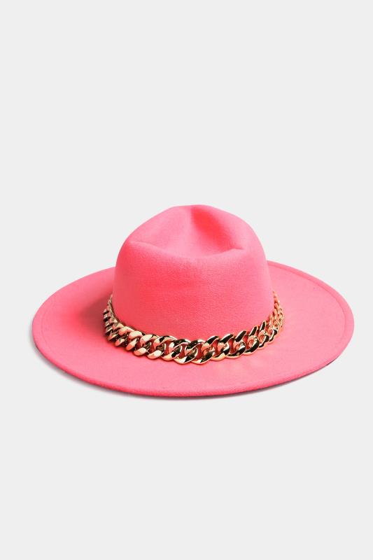 Pink Chunky Chain Fedora Hat | Yours Clothing 3