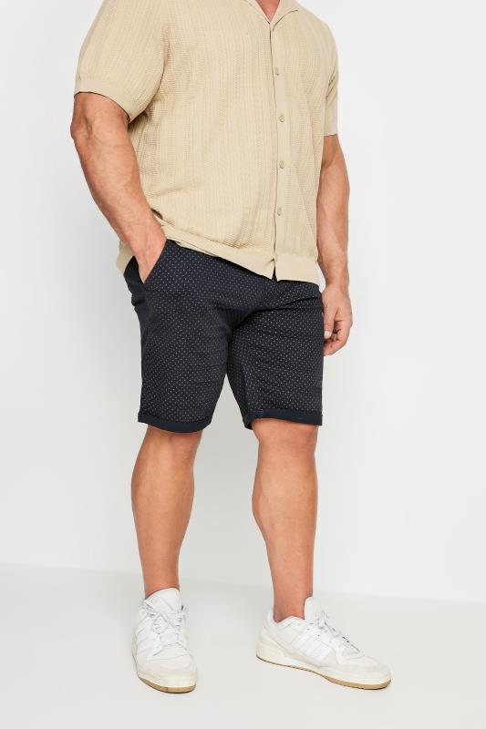  Grande Taille D555 Big & Tall Navy Blue All Over Print Stretch Chino Shorts