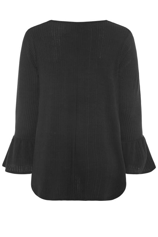 Black Ribbed Flare Long Sleeve 