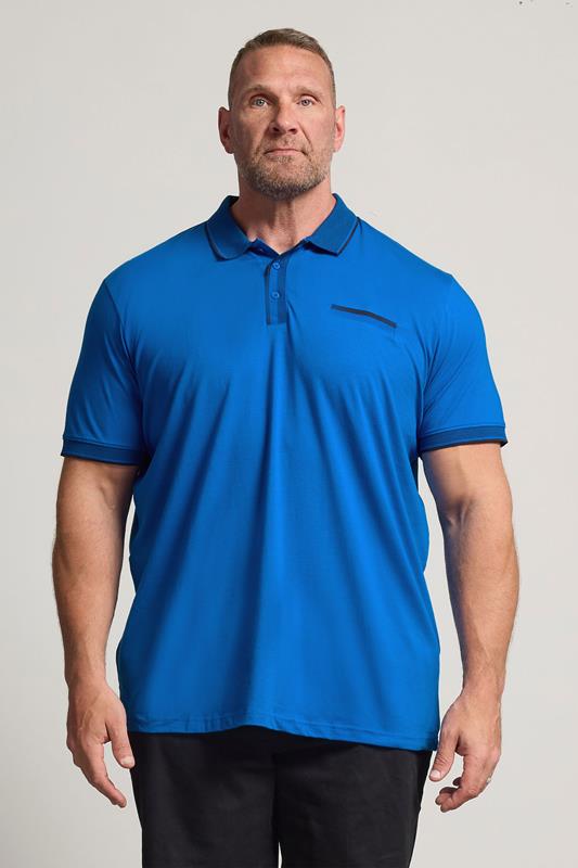  BadRhino Big & Tall polo azul de cambray con bolsillo