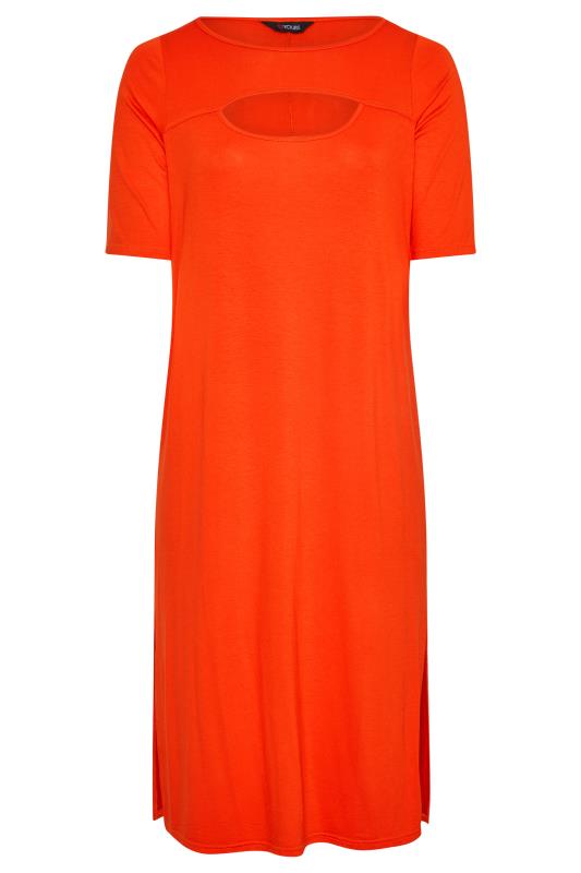 Curve Orange Cut Out T-Shirt Dress 2