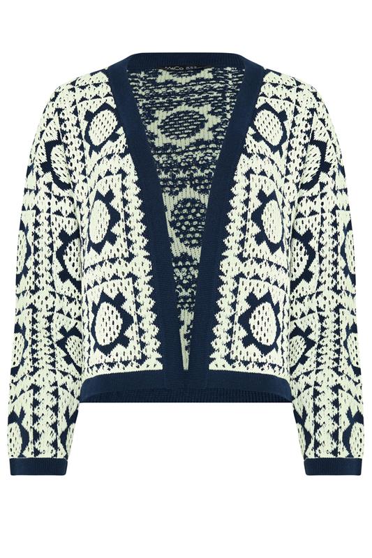 M&Co Navy Blue & White Crochet Knitted Cardigan | M&Co 7