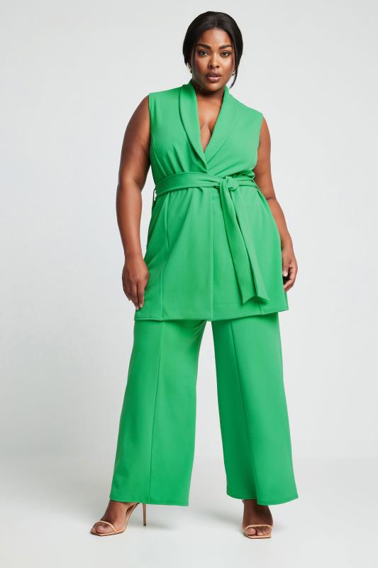 LIMITED COLLECTION Plus Size Green Sleeveless Blazer | Yours Clothing 5