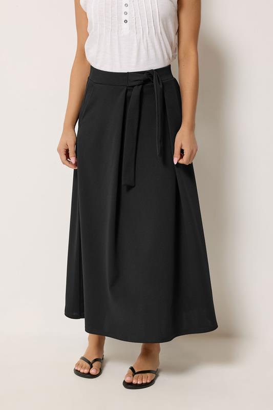 M&Co Petite Black Tie Waist Midi Skirt | M&Co 1