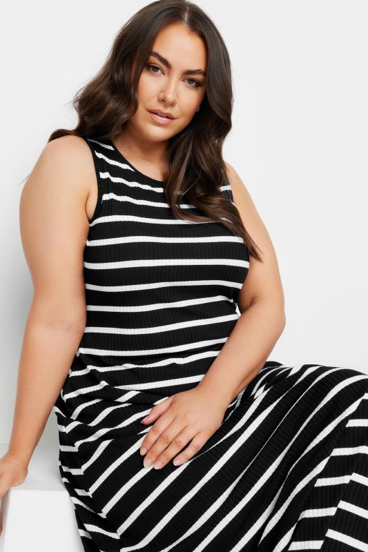 YOURS Plus Size Black Stripe Sleeveless Swing Maxi Dress | Yours Clothing 4