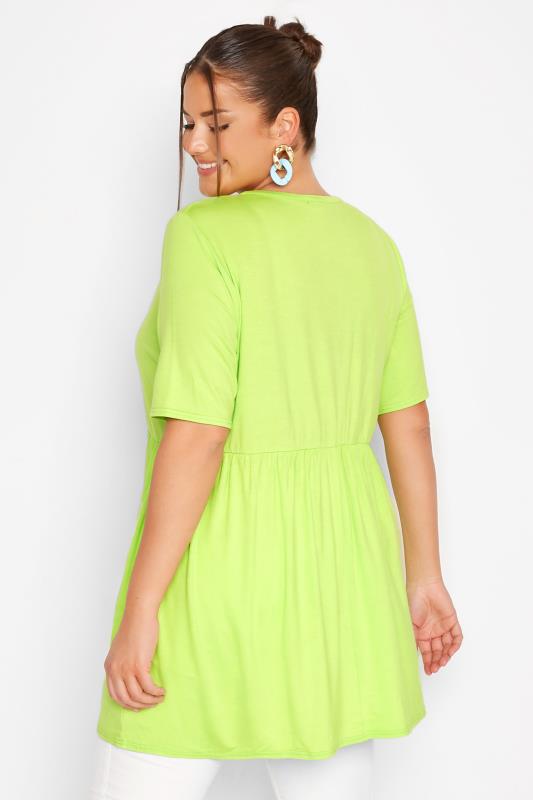LIMITED COLLECTION Plus Size Lime Green Button Through Smock Tunic Top | Yours Clothing 7
