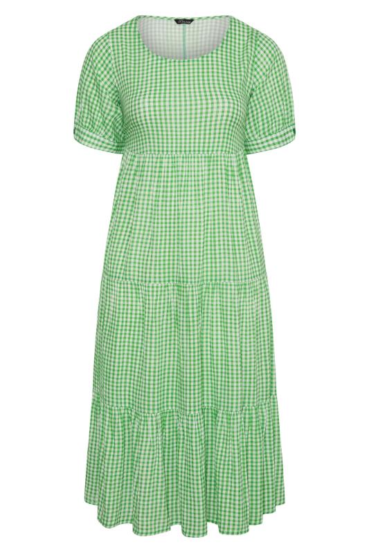 LIMITED COLLECTION Curve Green Gingham Tiered Smock Dress 6