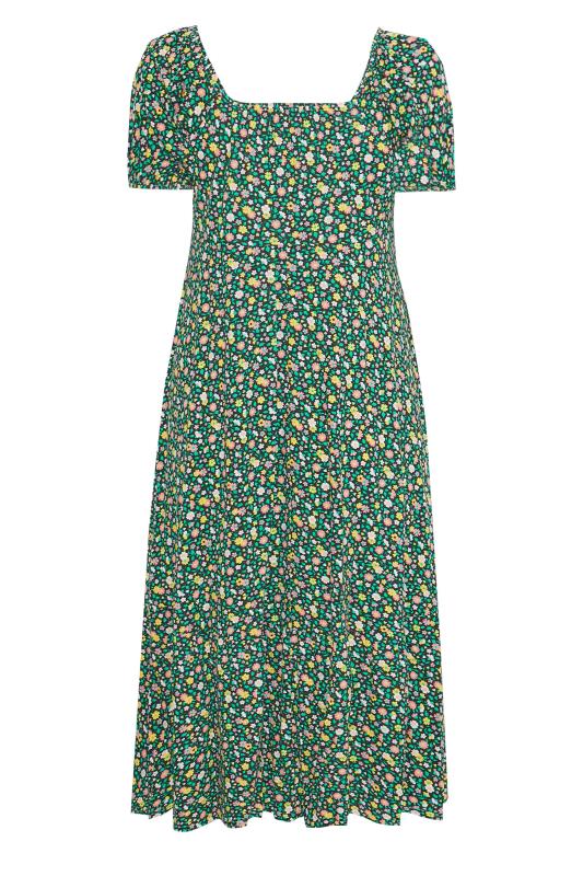 Curve Black & Green Floral Ruched Midaxi Dress 6