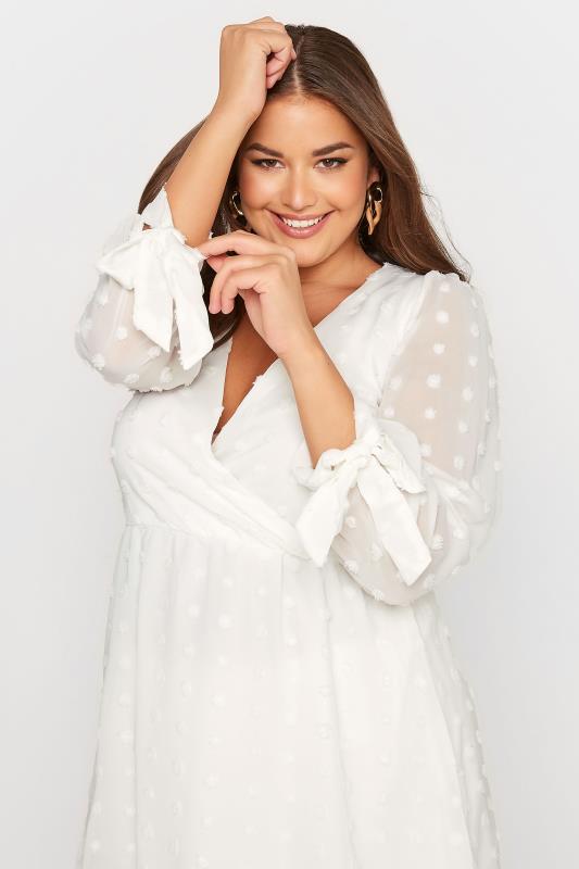 YOURS LONDON Plus Size White Spot Wrap Top | Yours Clothing 4