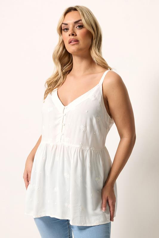  YOURS top sin mangas blanco con bordado floral