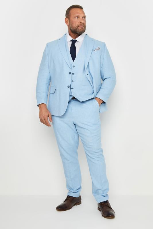 BadRhino Big & Tall Light Blue Linen Suit Trousers | BadRhino 3